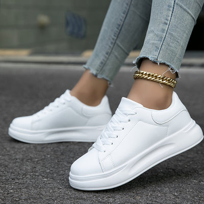 Olivia - Zapatillas de mujer de cuero blanco