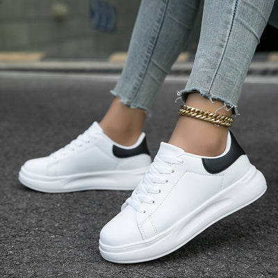 Olivia - Zapatillas de mujer de cuero blanco