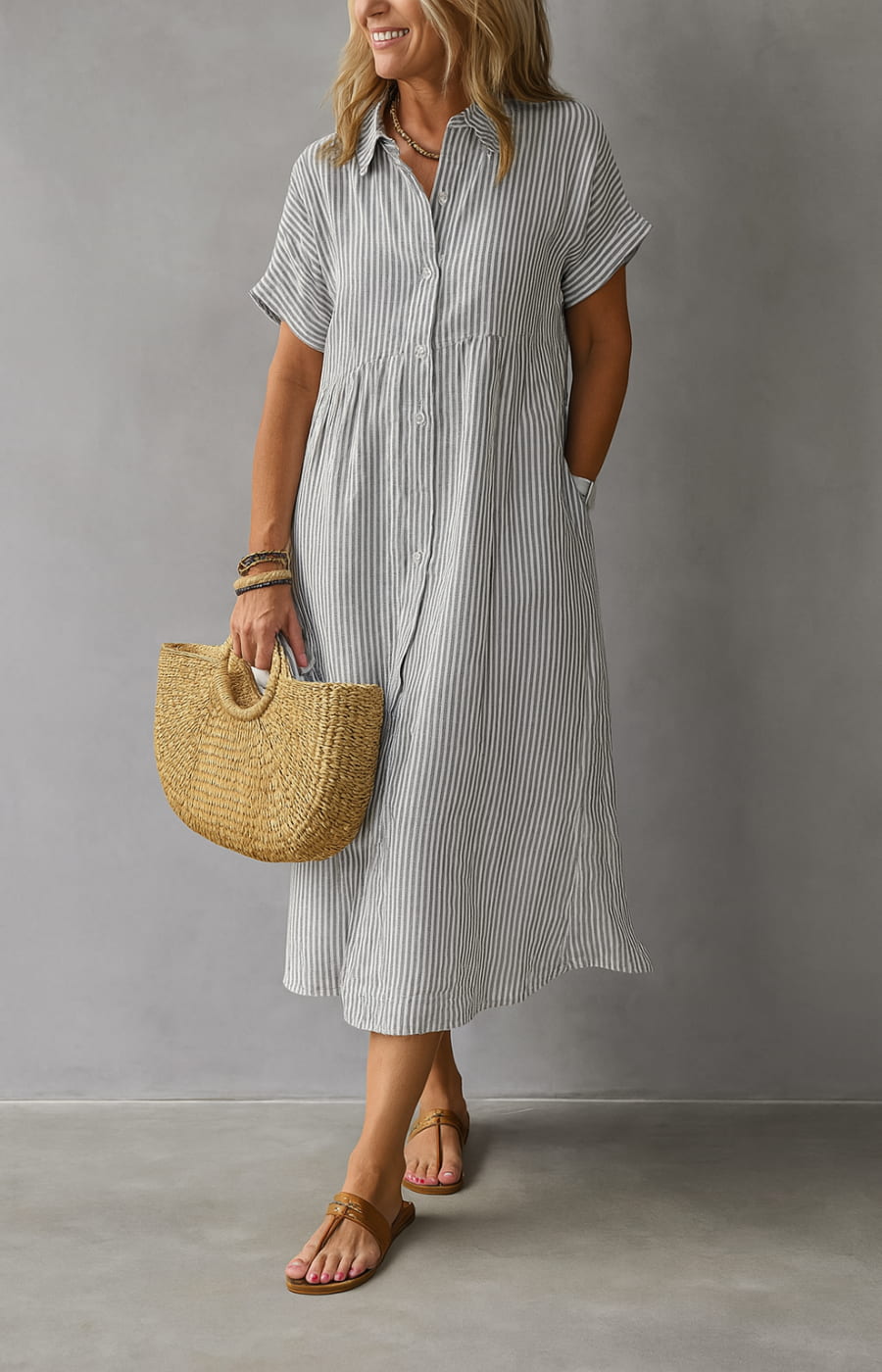 APOLONIA | VESTIDO CAMISERO DE ALGODÓN A RAYAS