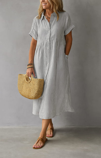 APOLONIA | VESTIDO CAMISERO DE ALGODÓN A RAYAS