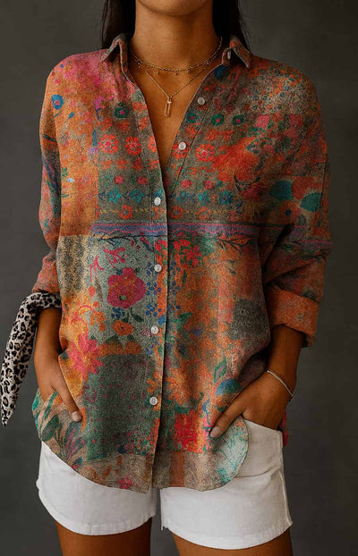 ISABELA | CAMISA ARTESANAL CON ESTAMPADO ARTÍSTICO