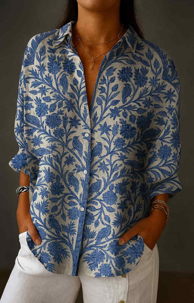 ISABELA | CAMISA ARTESANAL CON ESTAMPADO ARTÍSTICO