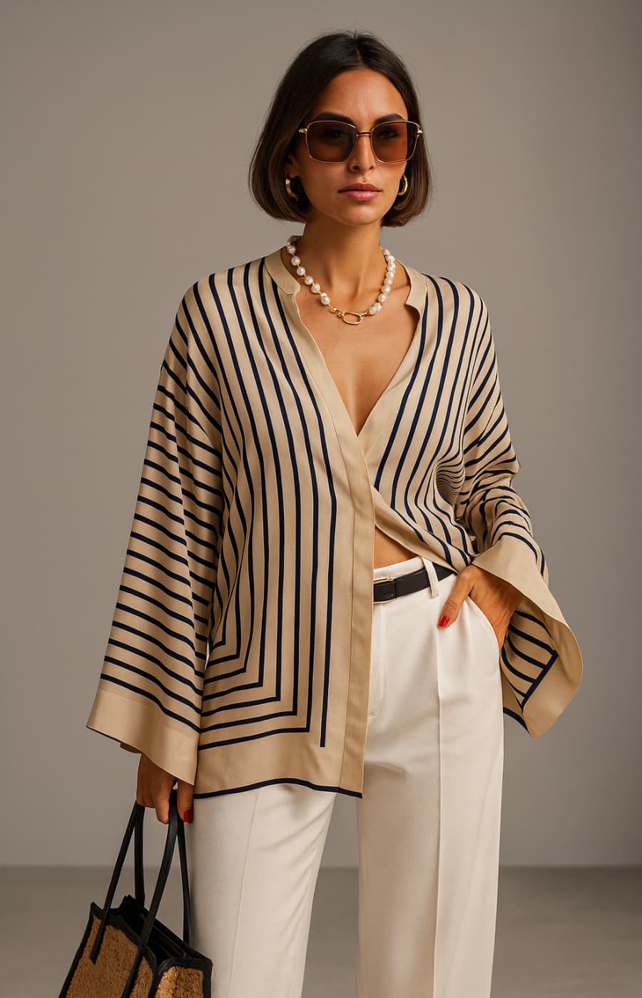 INES | CAMISA ELEGANTE A RAYAS CON CAÍDA FLUID