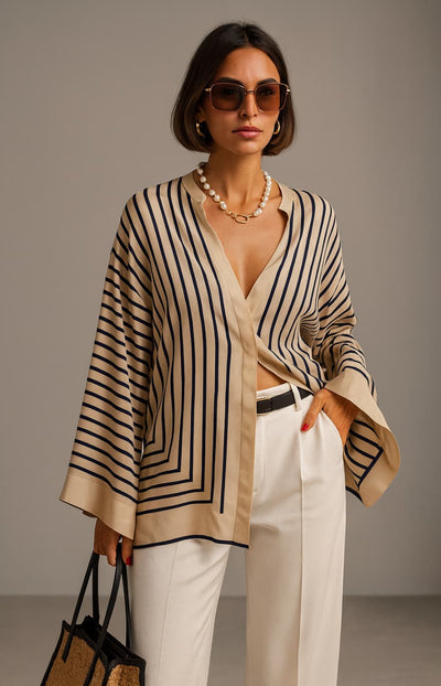 INES | CAMISA ELEGANTE A RAYAS CON CAÍDA FLUID