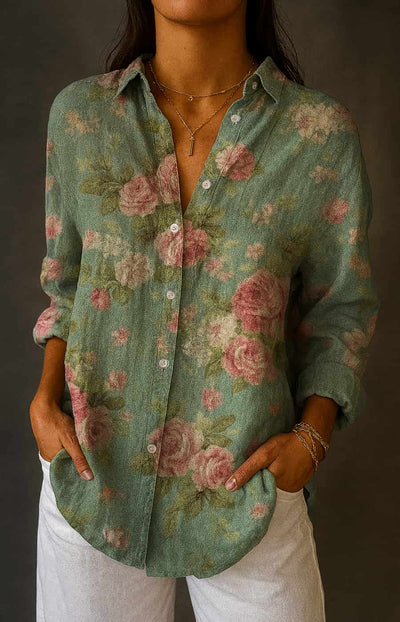 ISABELA | CAMISA ARTESANAL CON ESTAMPADO ARTÍSTICO