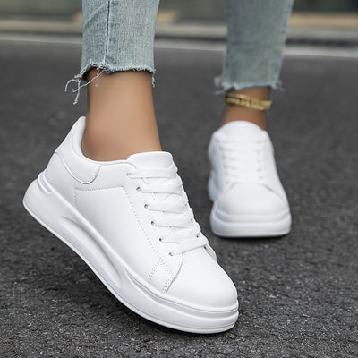 Olivia - Zapatillas de mujer de cuero blanco