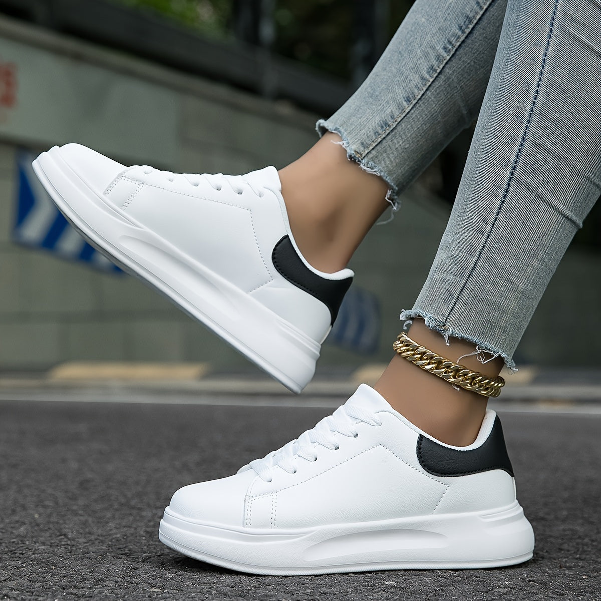 Olivia - Zapatillas de mujer de cuero blanco