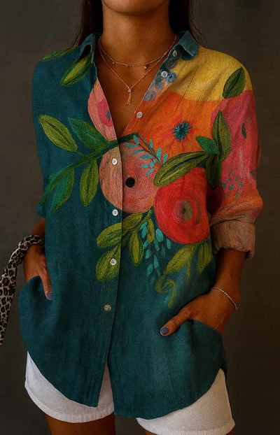 ISABELA | CAMISA ARTESANAL CON ESTAMPADO ARTÍSTICO