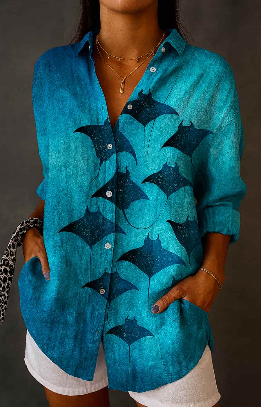 ISABELA | CAMISA ARTESANAL CON ESTAMPADO ARTÍSTICO