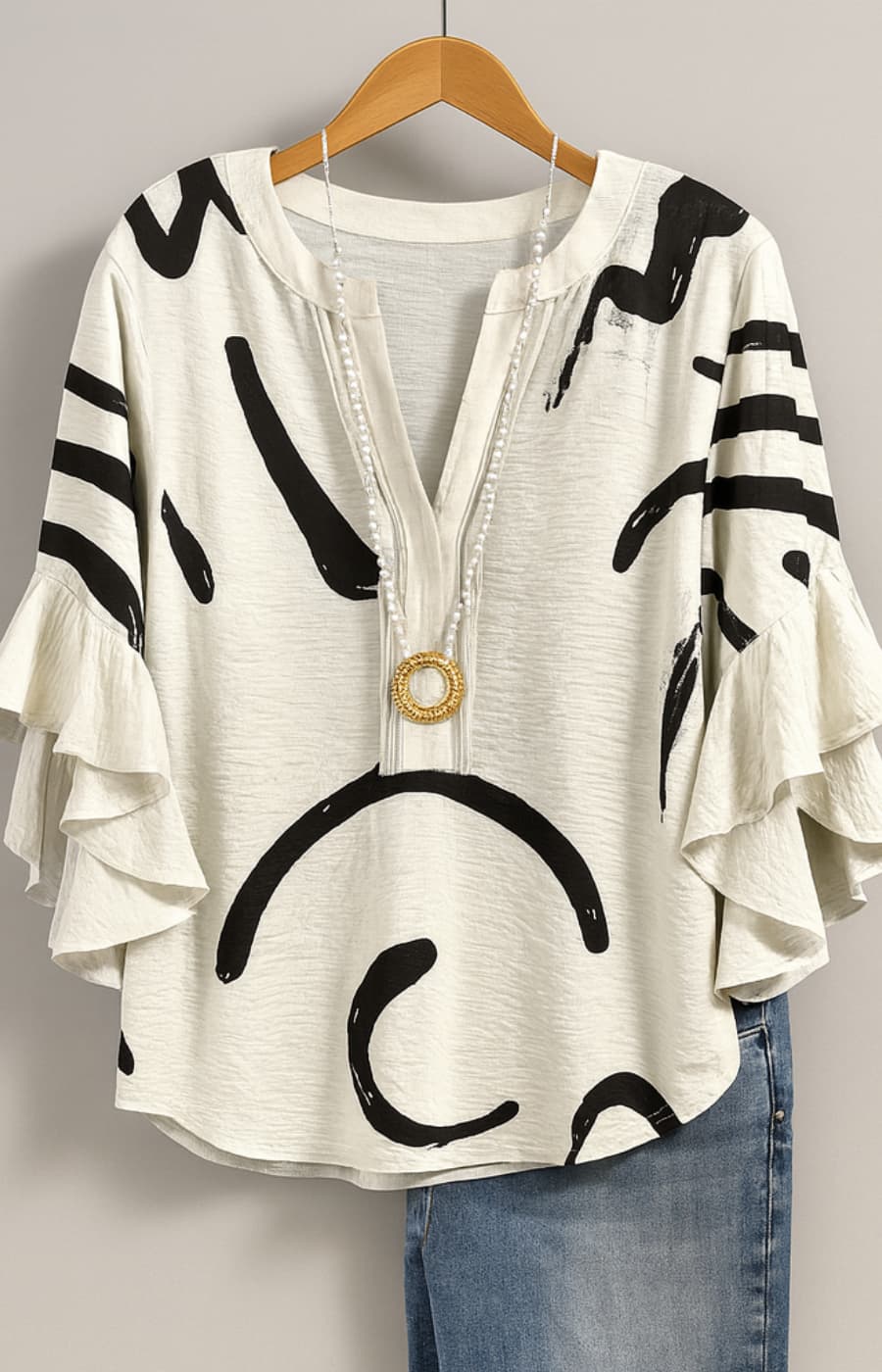 AZUCENA | BLUSA FLORAL CON VOLANTES Y DETALLE ARTESANAL