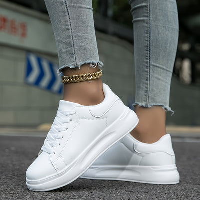 Olivia - Zapatillas de mujer de cuero blanco