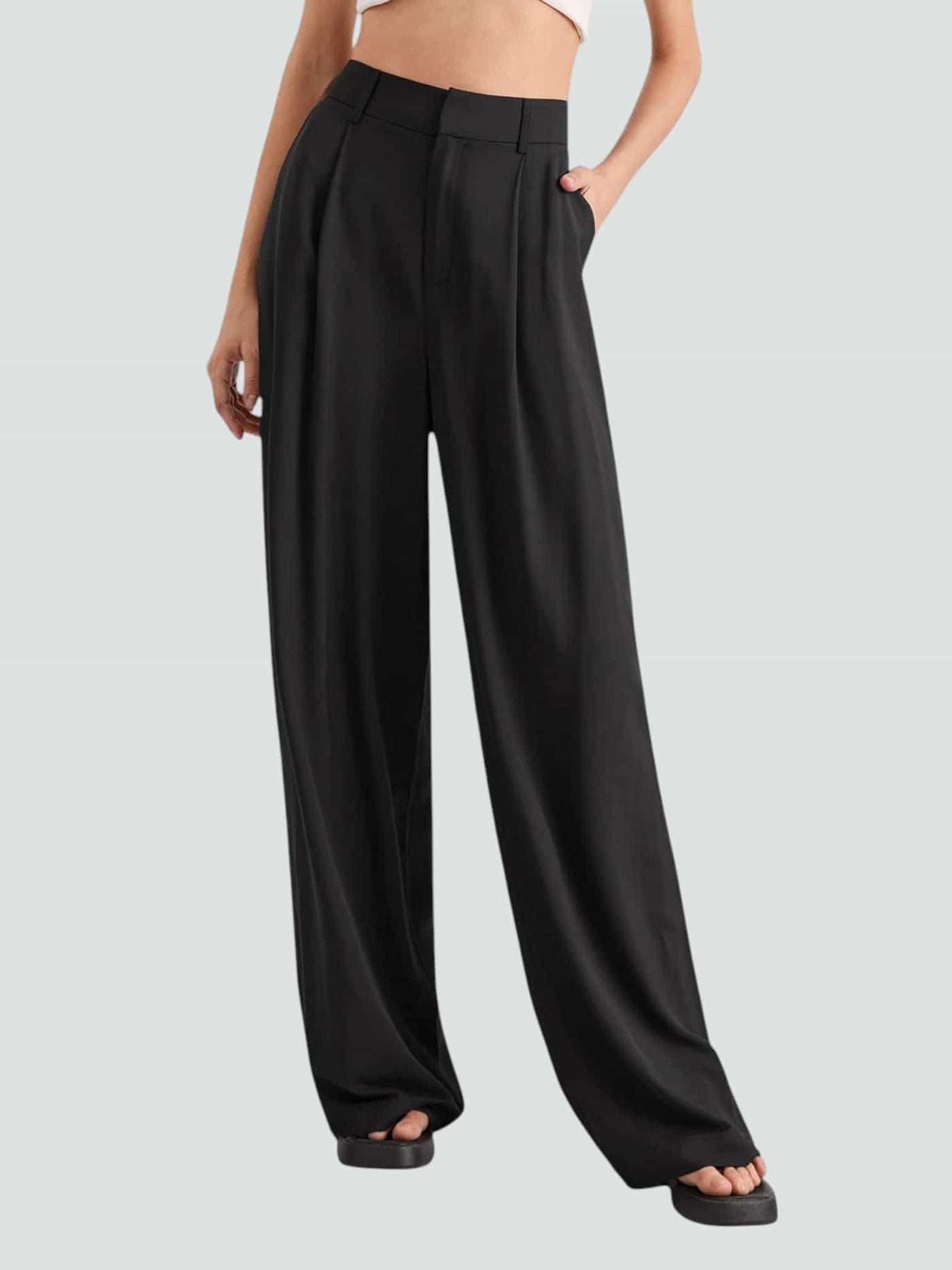 ELENA | PANTALÓN NEGRO DE PERNERA ANCHA CON CAÍDA SUAVE