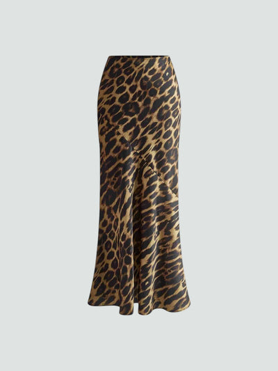 VERÓNICA | FALDA MIDI SATINADA ANIMAL PRINT