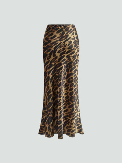 VERÓNICA | FALDA MIDI SATINADA ANIMAL PRINT