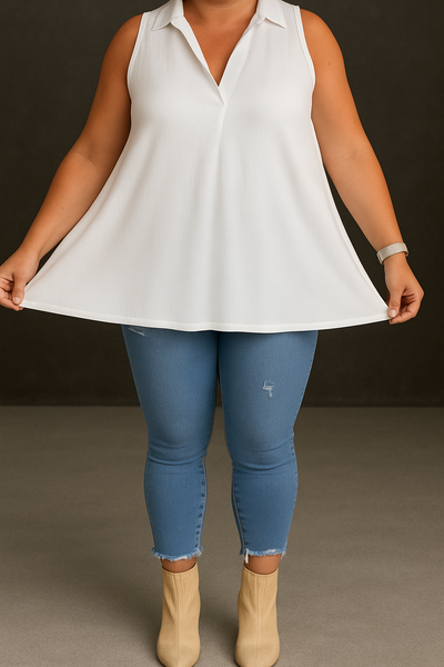 CLARA | TOP SIN MANGAS CON DETALLES ELEGANTES