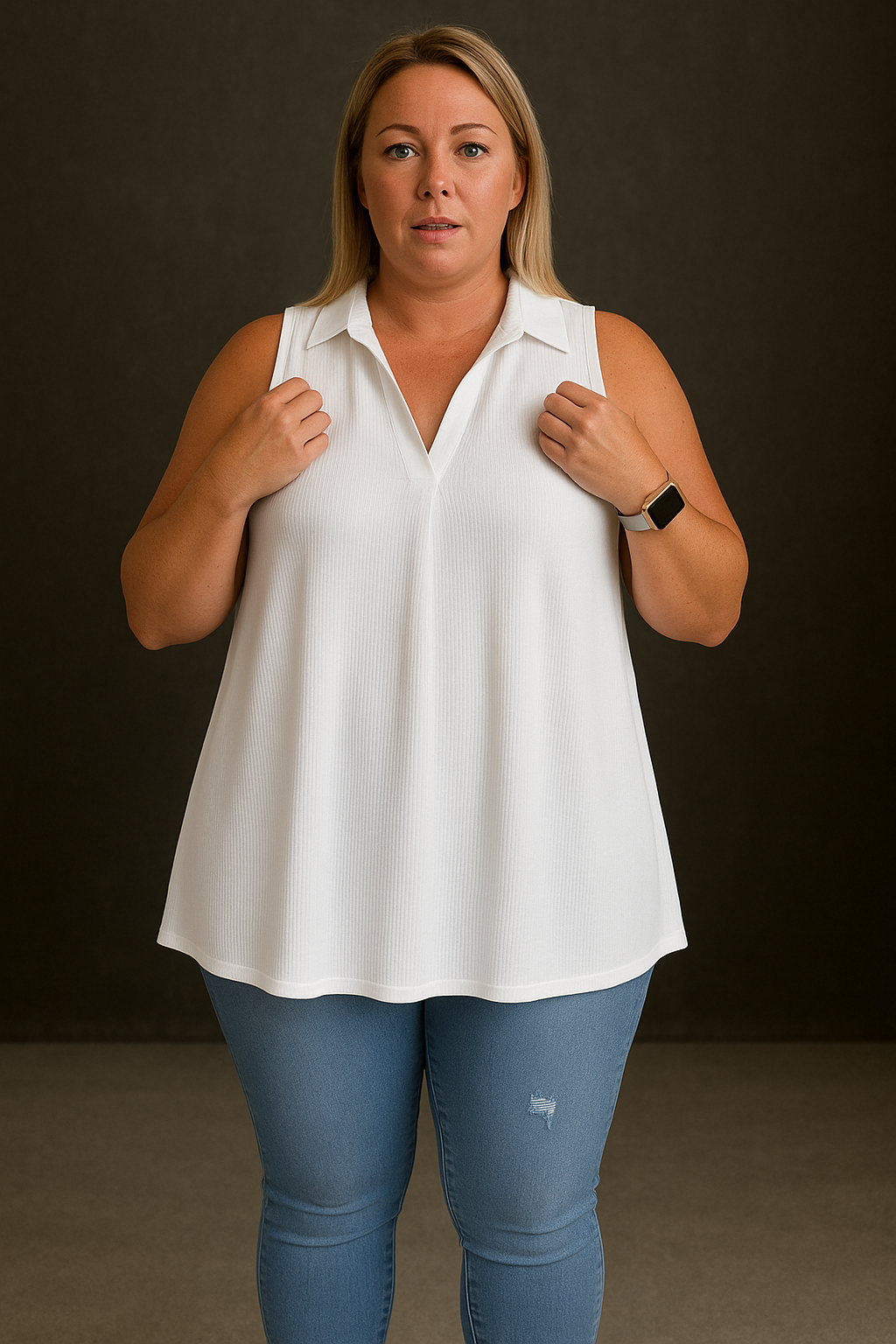 CLARA | TOP SIN MANGAS CON DETALLES ELEGANTES