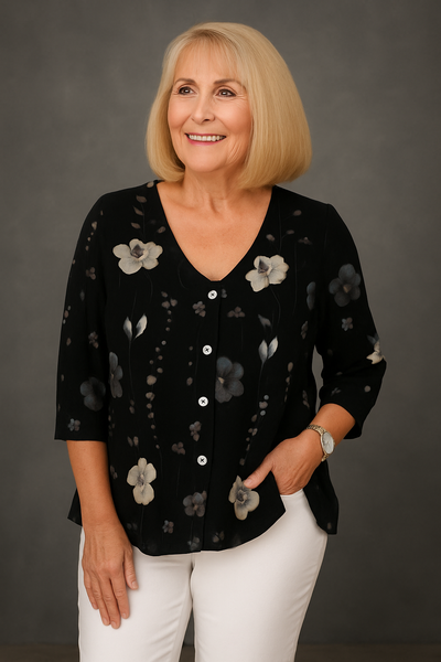 VANESA | CAMISA FLORAL CON CORTE RELAJADO Y DETALLES FEMENINOS