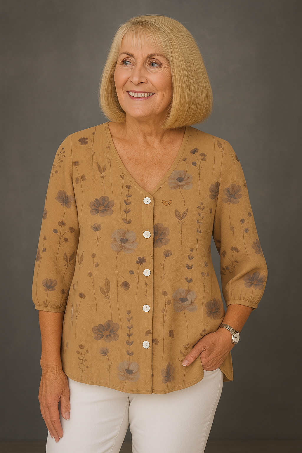 VANESA | CAMISA FLORAL CON CORTE RELAJADO Y DETALLES FEMENINOS