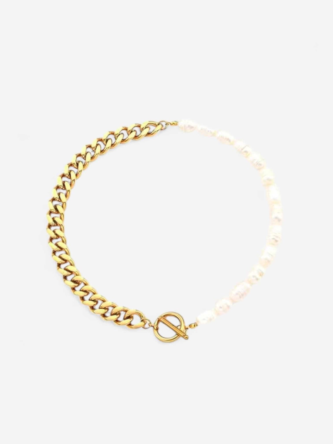 LUNA LINK PEARL | PULSERA CON PERLAS Y CADENA CURB AUDAZ