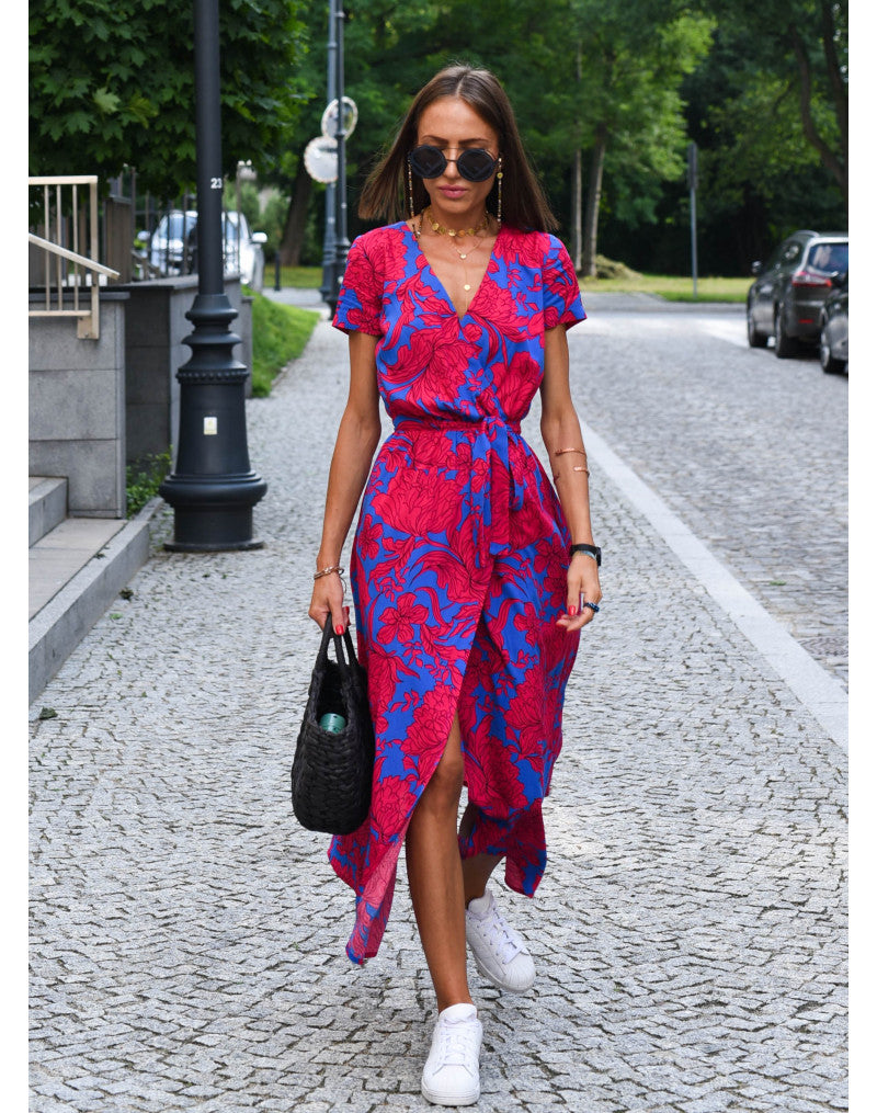 Alina - Vestido Midi Floral Envolvente
