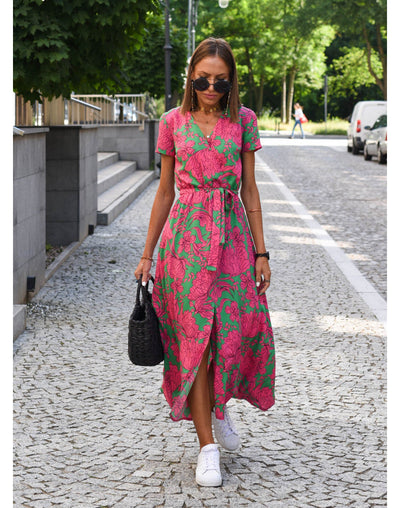 Alina - Vestido Midi Floral Envolvente