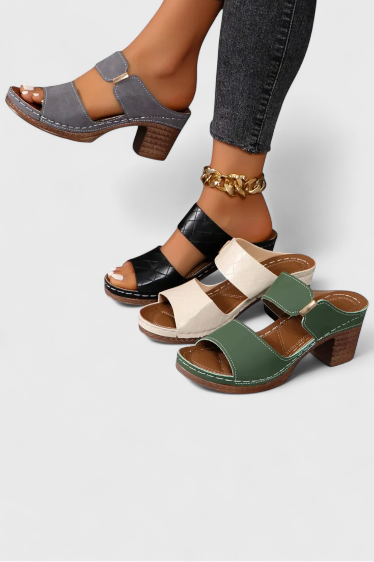 Tess - Sandalias de Confort Ortopédico con Tacón Bloque