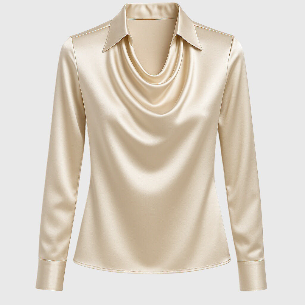 Agueda | Blusa brillante de lujo con cuello plisado
